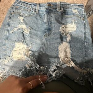 Windsor Light Blue Distressed Jean Shorts